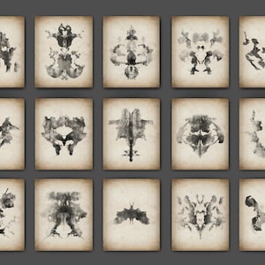 15 Rorschach Inkblot Test Artwork Vintage Medical Art Hermann Rorschach Watercolor Blot Testing System Posters Psychology Art Psychiatry Art