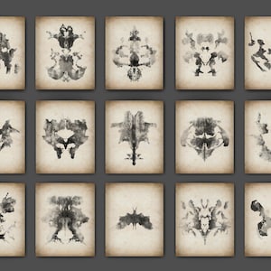 15 Rorschach Inkblot Test Artwork Vintage Medical Art Hermann Rorschach Watercolor Blot Testing System Posters Psychology Art Psychiatry Art image 1