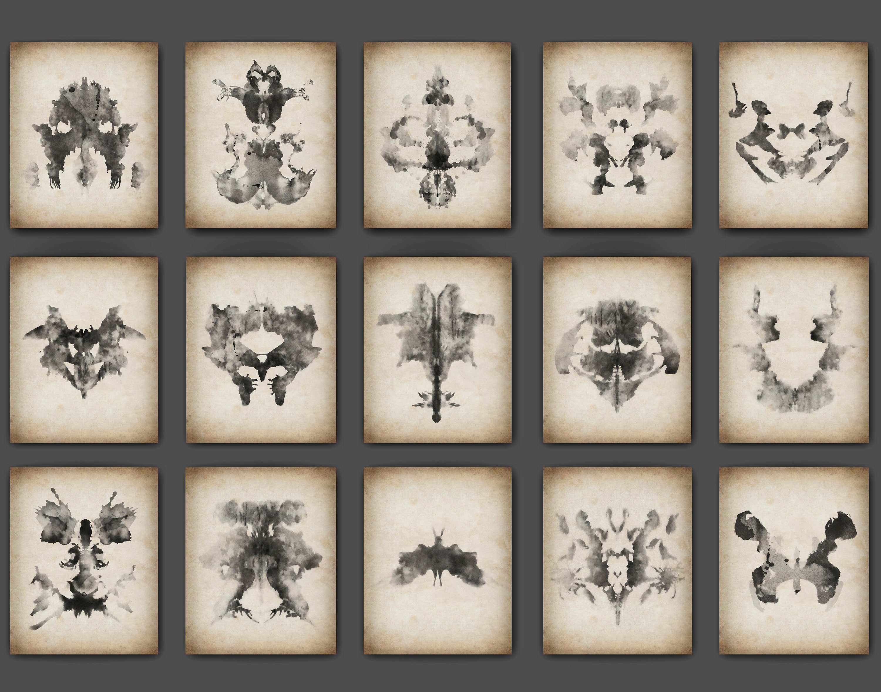 15 Rorschach Inkblot Test Artwork Vintage Medical Art Hermann Rorschach Watercolor Blot Testing System Posters Psychology Art Psychiatry Art