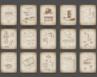 Stampe artistiche di brevetti per apicoltura: regalo per apicoltori, progetto agricolo (11x14)