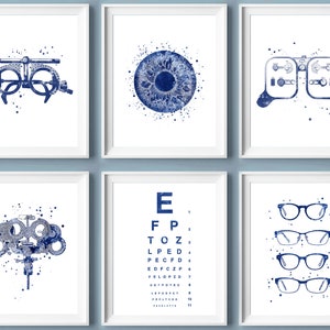 6 Optometry Posters, Optometrist Gift, Medical Art, Vintage Phoropter Art, Trial Fame, Eye Pupil Art, Eyesight Check Desk, Eye Clinic Decor