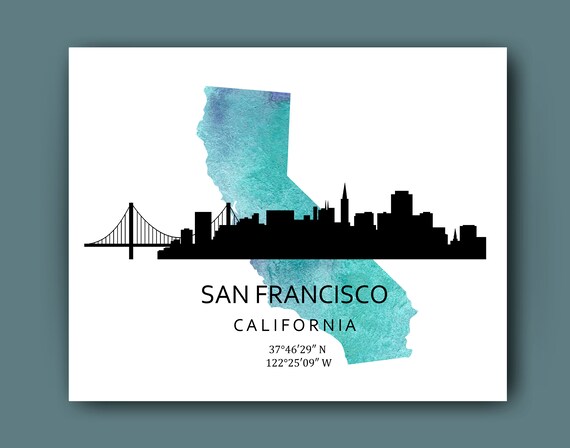 San Francisco Watercolor Skyline T-Shirt | San Fran Gift San Francisco Watercolor Skyline T-Shirt | San Fran Gift