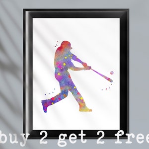 Baseball Player Art Baseball Poster Team Game Art Field Game Art Sport Art Baseball Fan Gift Husband Gift Father Gift Boys Room Decor