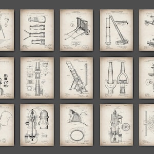 15 Vintage Fire-fighting Equipment Patent Posters First-Aid Blueprint Fireman Gift Ladderman Gift Smoke Jumper Gift Dispatcher Gift