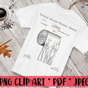 Carta igienica Brevetto PNG Clip Art Blueprint Bagno Decor PNG Sublimazione Design Sfondo trasparente Digital Download