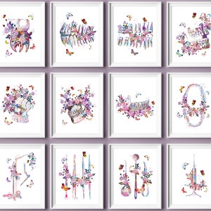 Set 12 Watercolor Dental Art, Dentistry Artwork, Medical Wall Art, Dental Anatomy, Tooth Painting, Dentist Gift, Orthodontist Gift, Hygiene