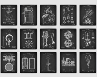Edison Patent Blueprint Posters: Electric Machine Art (Digital Download)