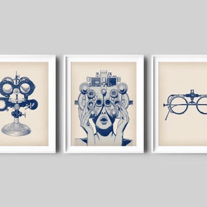 3 Optometry Art Ophthalmology Art Optometrist Tools Poster Medical Art Trial Frame Print Refractor Print Optic Shop Decor Optician Gift