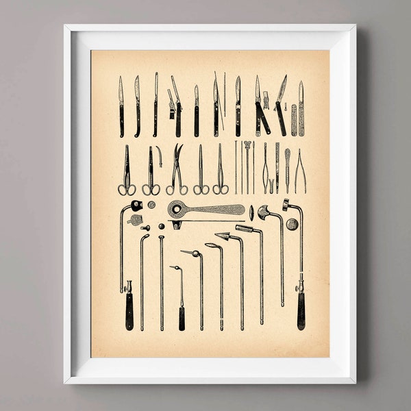 Surgeon Gift, Doctor Instruments Print, Medical Art, Surgical Tools Poster, Clinic Wall Decor, Medical Office Decor, Doctor Assistant Gift