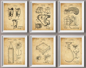 6 Vintage Boxing Patent Art Sports Art Boxing Glove Patent Boxer Gift Gym Wall Decor Boxing Lover Gift Boys Room Decor Patent Wall Art
