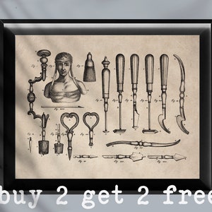 Vintage Surgical Instruments Poster Medical Tools Art Doctor Device Art Medicine Wall Decor Surgeon Office Art Doctor Assistant Gift