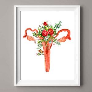 Female Anatomy Art Floral Uterus Artwork Reproductive System Physiology Art Obgyn Art Gynecologist Gift Midwife Gift Obstetrician Gift