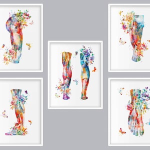 5 Foot Anatomy Art Watercolor Anatomy Print Orthopedist Gift Podiatrist Gift Physical Therapist Gift Massage Clinic Wall Decor