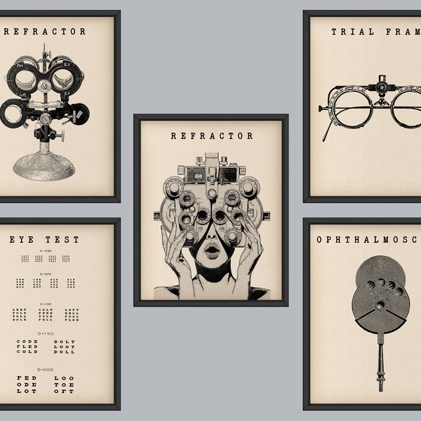 5 Optometrist Gift Vintage Optometry Art Optician Office Decor Ophthalmic Instrument Art Optometric Equipment Poster Eye Clinic Decor