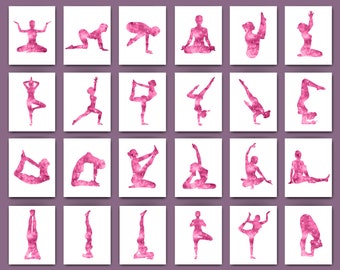 Yoga Poses Art Prints: Yogi Artwork, Fitness, Meditation (Digital Download)
