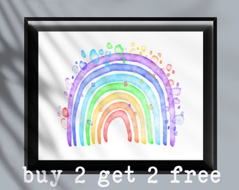 Watercolor Rainbow Art Kids Room Decor Rainbow Artwork Rainbow Painting Playroom Decor Child Bedroom Decor Nursery Printable Art