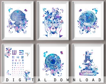 Ophthalmology Art Prints: Watercolor Eye Anatomy Set (Digital Download)