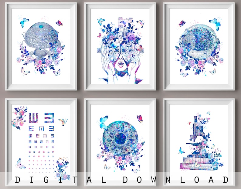 Ophthalmology Art Set 6 Optometrist Gift Eye Anatomy Art | Etsy