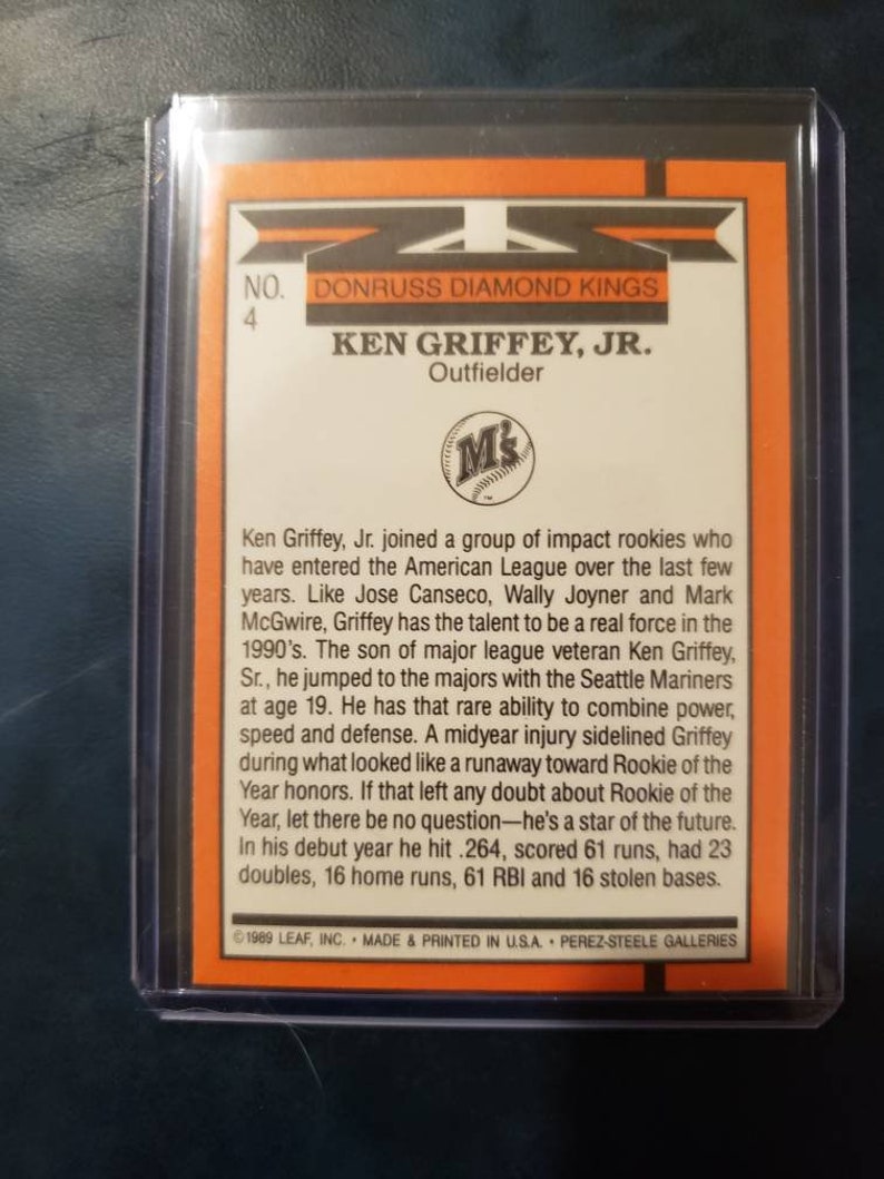 1990 Donruss Diamond Kings Ken Griffey Jr 4 Etsy