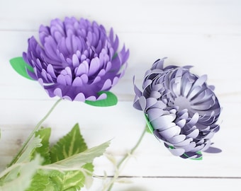 Chrysanthemum Paper Flower Template - SVG cut files and PDF printable pattern