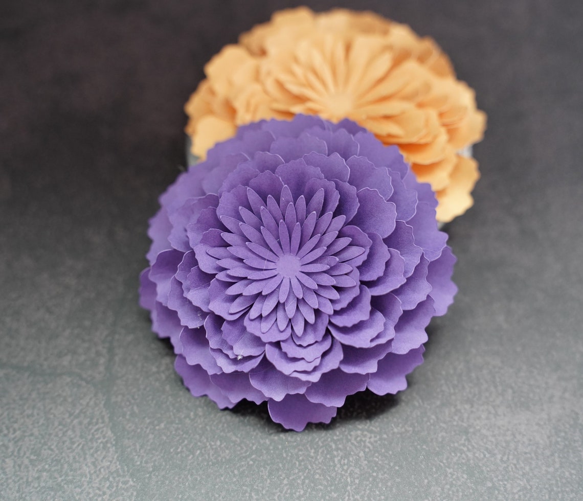 Zinnia Paper Flower Template SVG Cut Files and PDF Printable Etsy