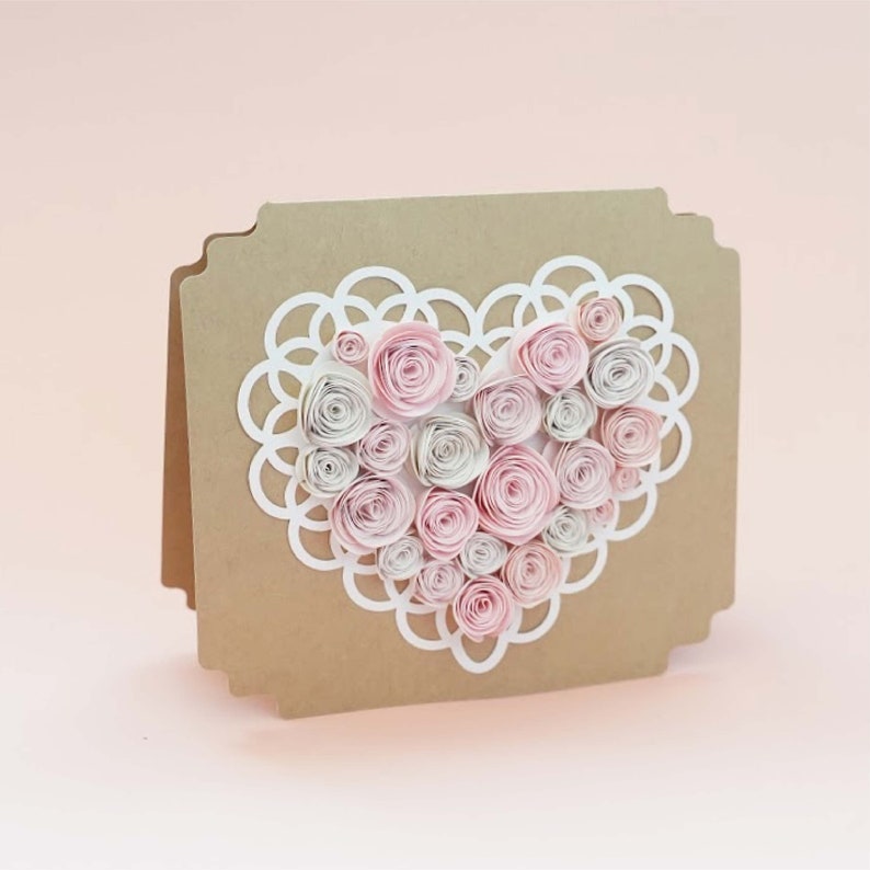 Rosette Heart Card Template SVG Cut Files and PDF Printable | Etsy Canada