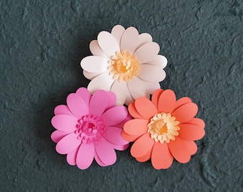 Daisy Paper Flower Template - SVG cut files and PDF printable pattern