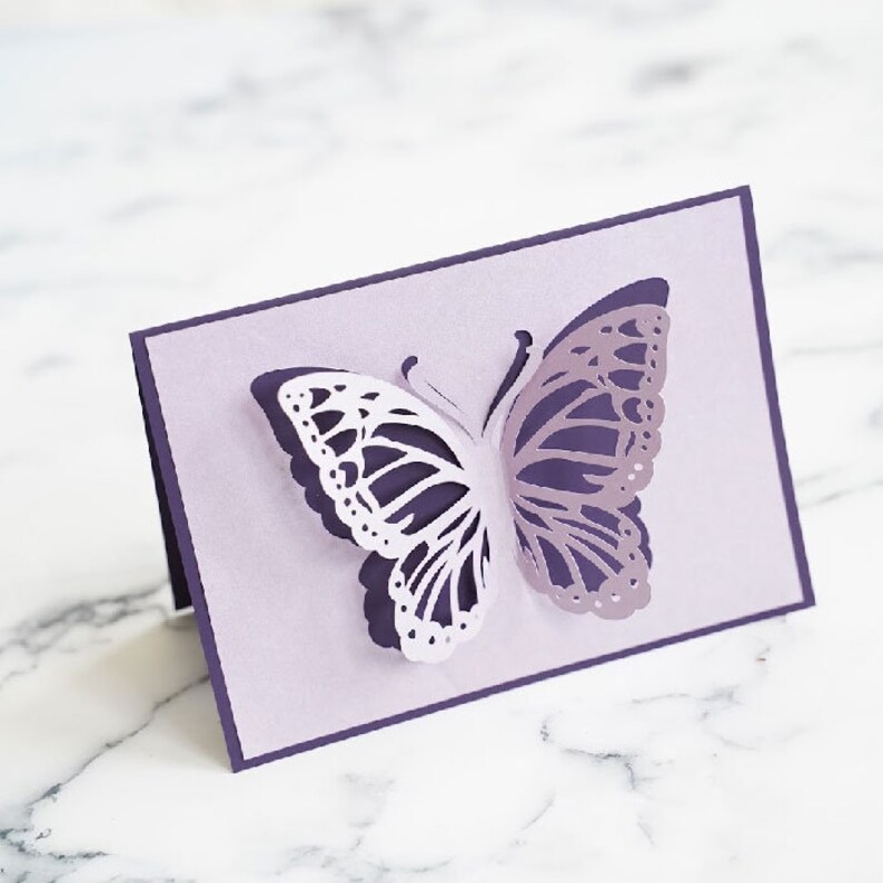 Butterfly Cutout Single Card Template SVG Cut Files and PDF Etsy