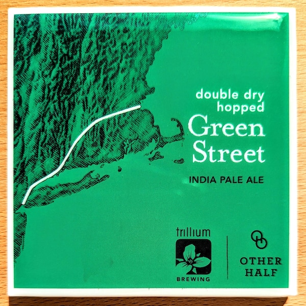 Craft Beer Label Coaster - Trillium Brewing Company & Other Half Brewing Company - DDH Green Street