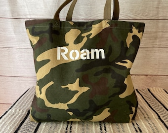 ROAM Happy Medium - Large Size 18x15x5 with should straps - Canvas Tote Bag for Travel or Exploring