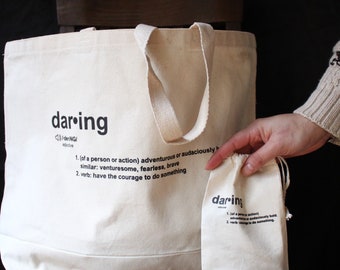 DARING Canvas Tote Bag  with Pouch