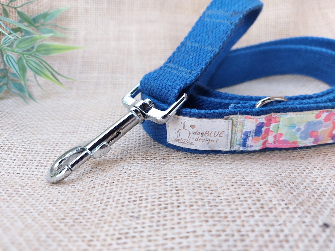 Cork and Eco Dyed Blue Hemp Organic Dog Leash, Eco Cork Dog Leash