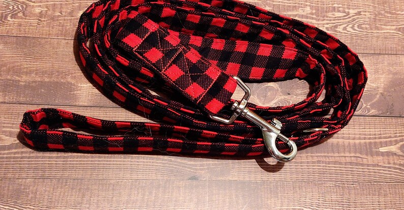 Buffalo plaid leash, red and black check leash, matching leash, Buffalo plaid leash, red and black check leash, matching leash,