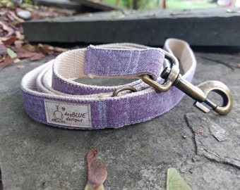 Organic cotton and hemp dog leash, Eco dog leash, sustainable dog leash, purple yarn dye dog leash, cotton and hemp leash, purple leash