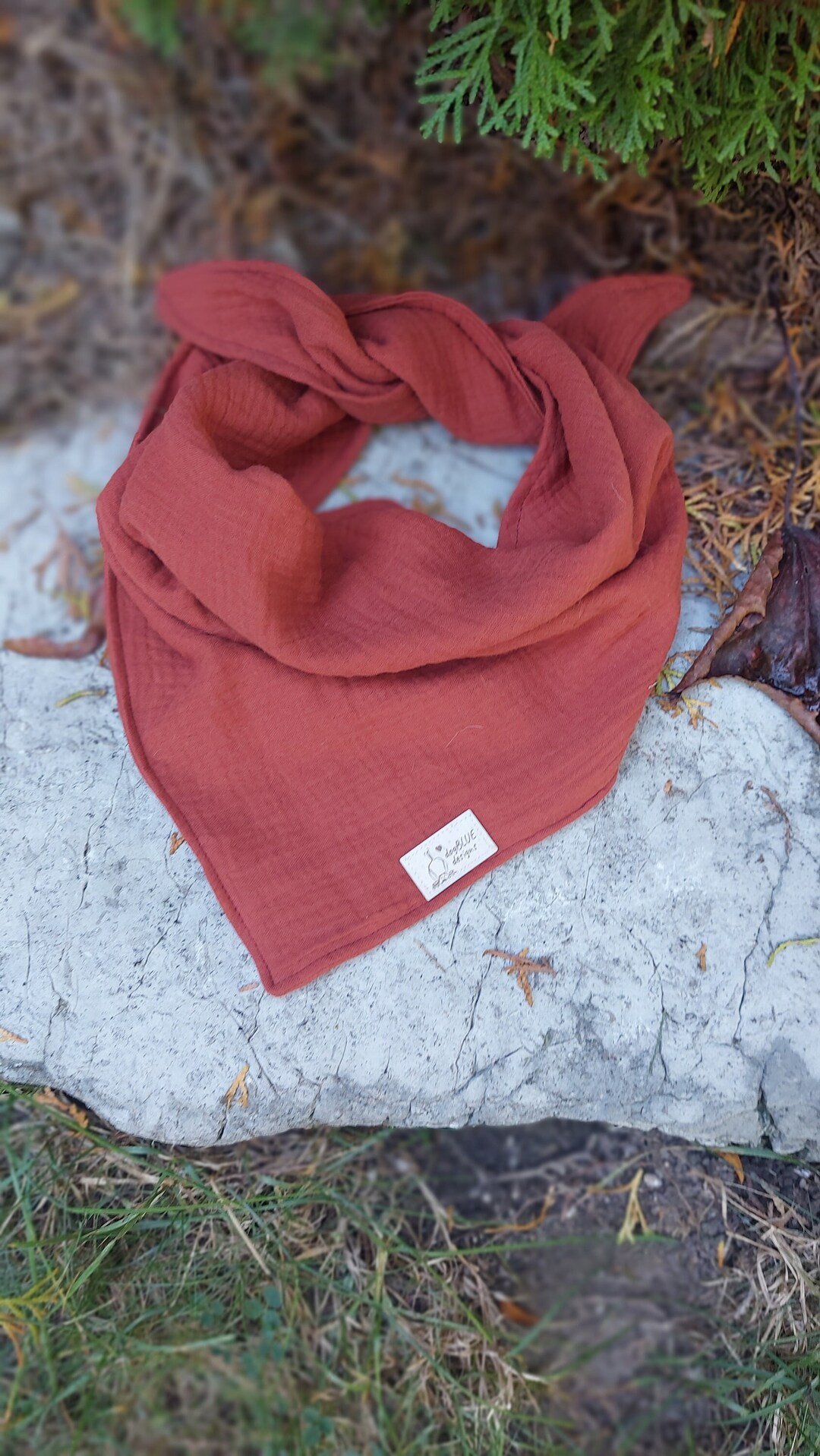 Curated visual reference: Fresh Look at Burnt Siena Organic Double Gauze Dog Bandanna Organic Double