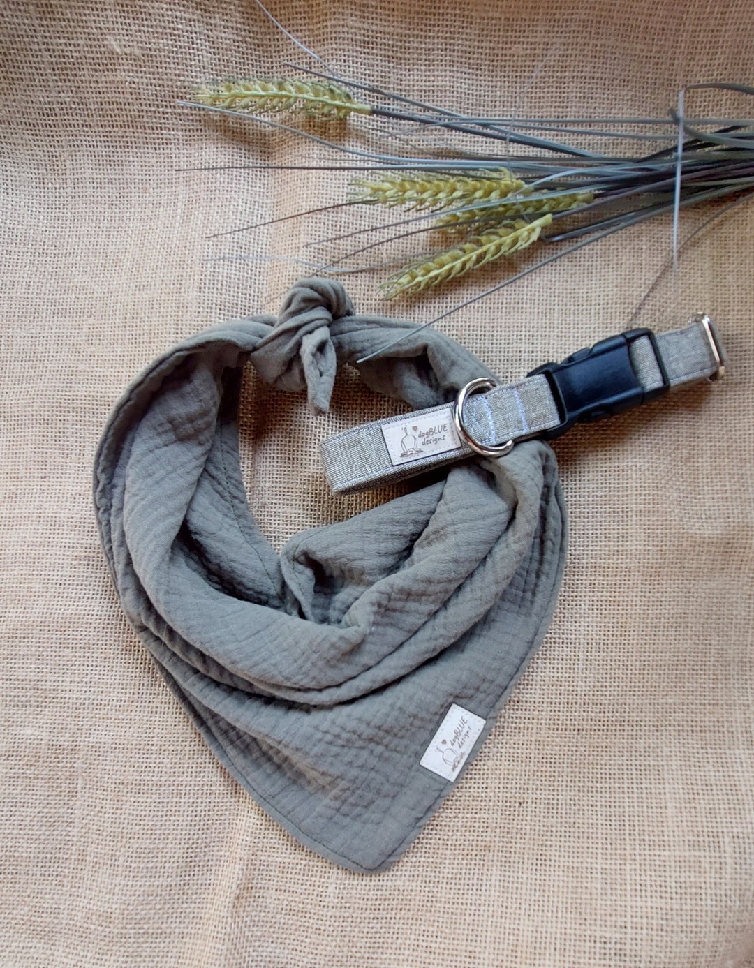 Olive Green Organic Double Gauze Dog Bandanna Organic Double Etsy