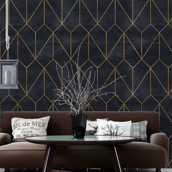 Black and Gold Wallpaper - Etsy