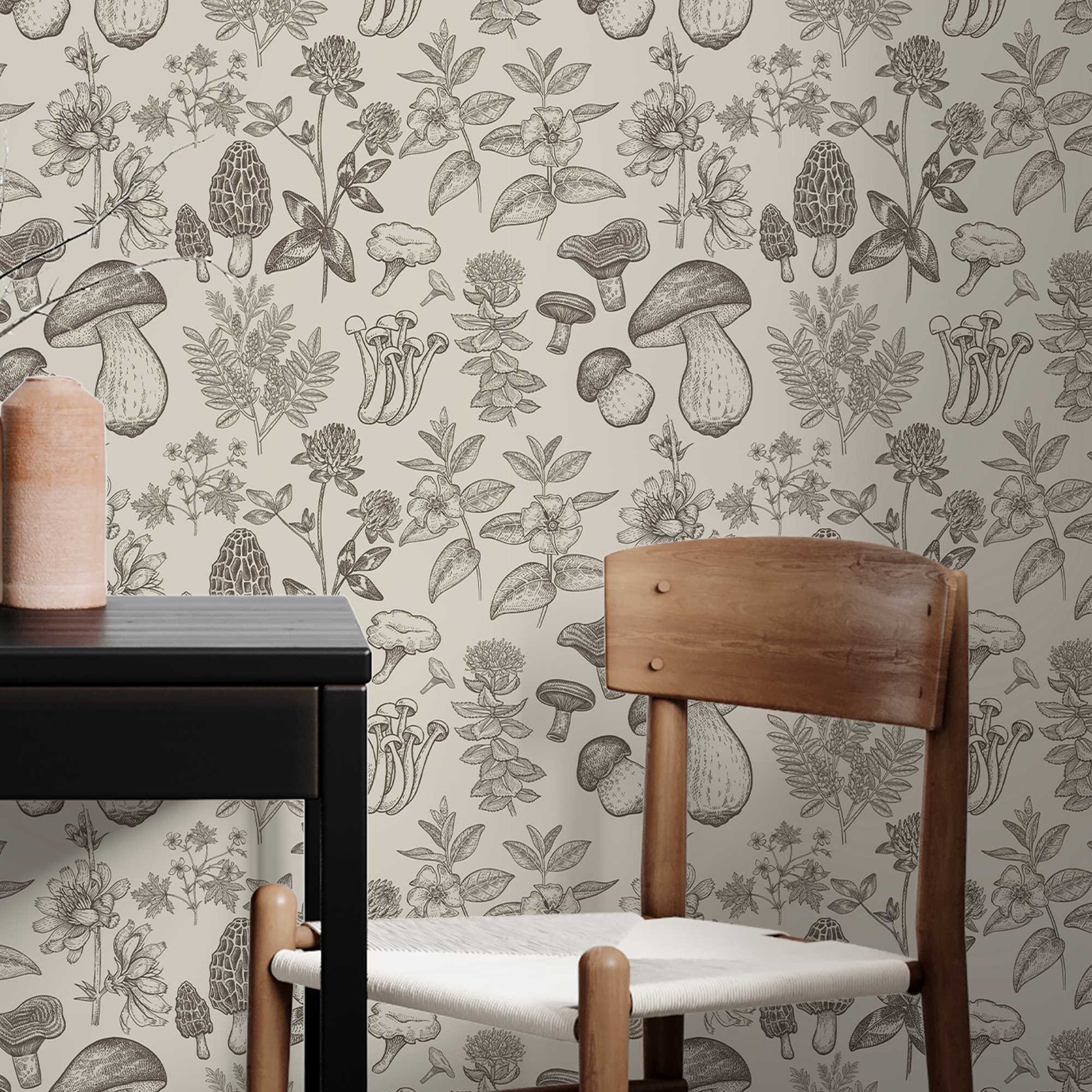 Mushroom Garden Wallpaper Removable Peel and Stick Wallpaper | Etsy