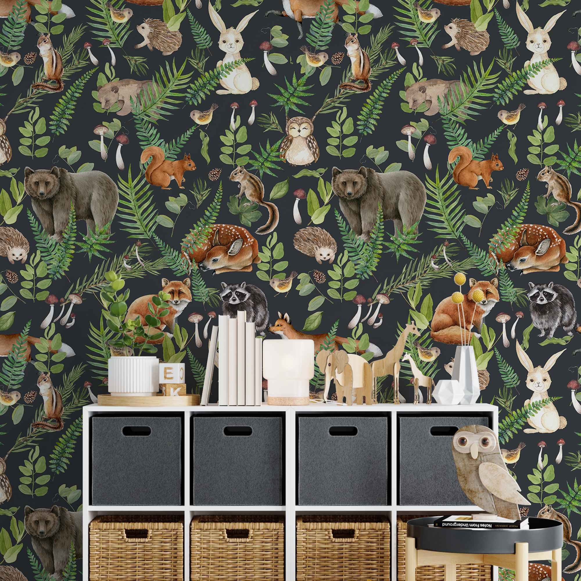 Woodland Animal Wallpaper - Etsy Woodland Animal Wallpaper - Etsy