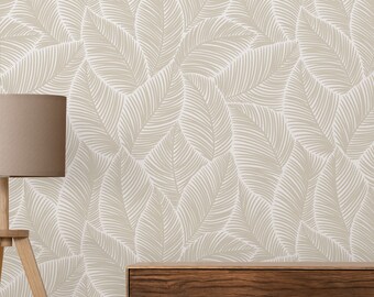 Abstract grijs bladeren behang Peel and Stick, aangepaste muur muurschildering - herstel stijl tropisch bloemenbehang, palmblad behangrol