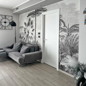 Peel and Stick Wallpaper Restore jungle wallpaper in Black and White , Forest Wallpaper, Removable And Self-Adhesive Wall Decor Art Decor image 6