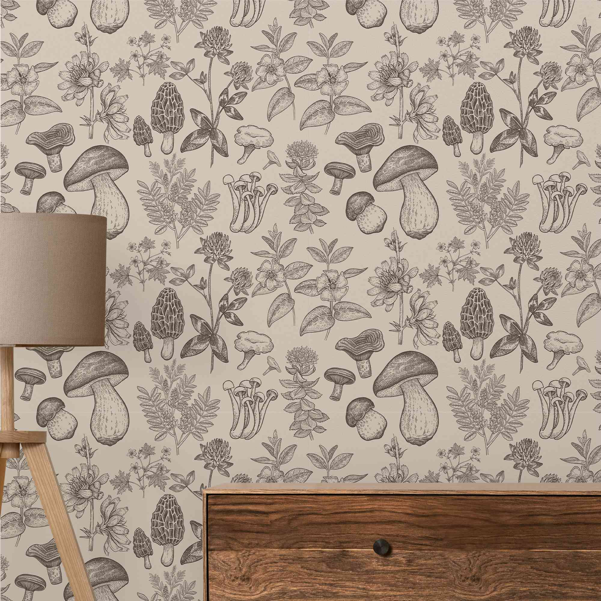 Mushroom Garden Wallpaper Removable Peel and Stick Wallpaper - Etsy