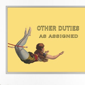 Office Humor Work Wall Art, Coworker Gift, Work Wall Print, Cubicle Decor, Funny Office Sign, Other Duties As Assigned, Vintage Acrobat