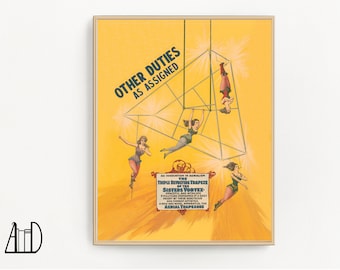 Funny Office Art Print: Vintage Acrobats, Other Duties As Assigned