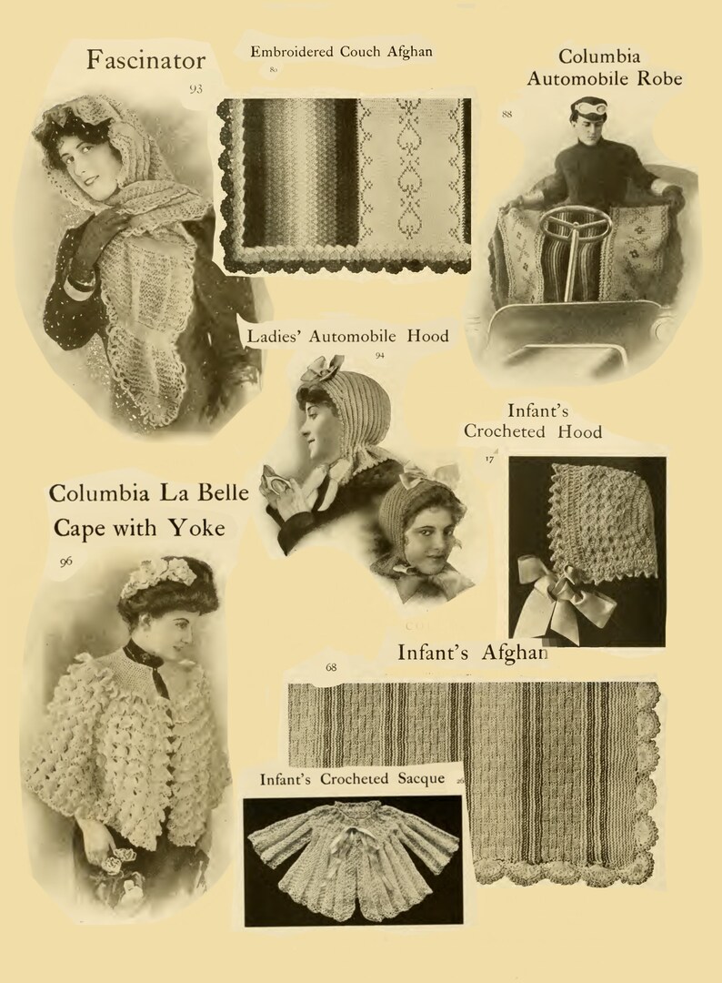 Vintage 1900s Knitting Crochet Pattern Book: Edwardian Victorian ...