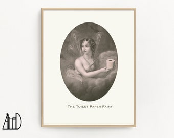 Toilet Paper Fairy Art Print: Quirky Bathroom Wall Decor