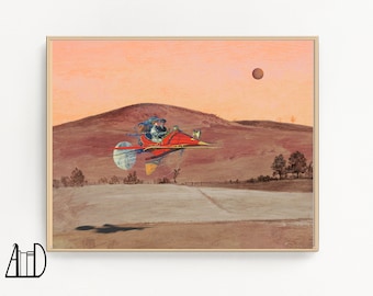 Steampunk Airplane Art Print: Retrofuturism Sci-Fi Decor