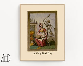 Vintage Momento Mori Art Print: "A Very Bad Day" Gothic Whimsigoth Decor