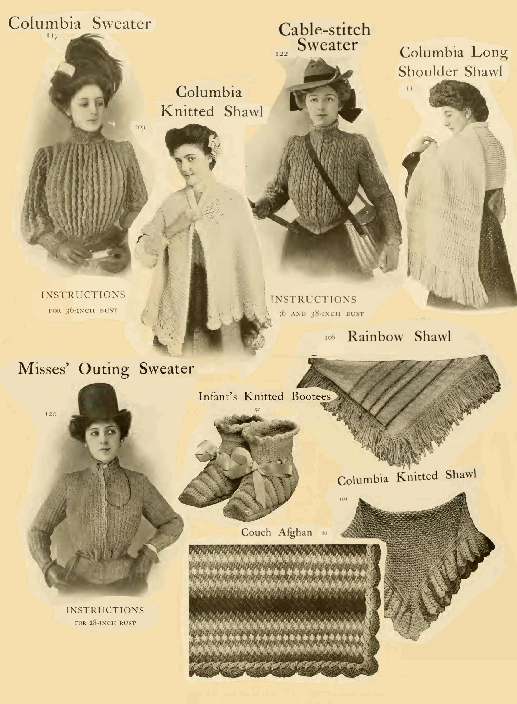 Vintage 1900s Knitting Crochet Pattern Book: Edwardian Victorian ...