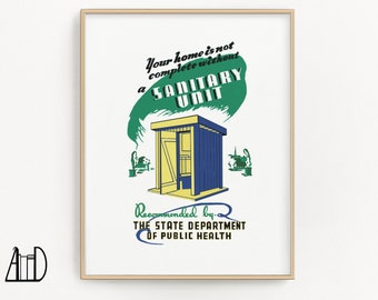 Vintage Outhouse Print: Retro Bathroom Wall Art (11x14)